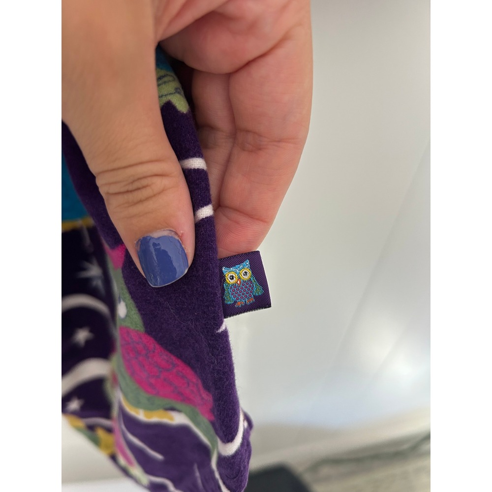 Nick & Nora Nightgown Sleep shirt L Purple Owl Print whimsical kitschy Sleepwear - Picture 9 of 11